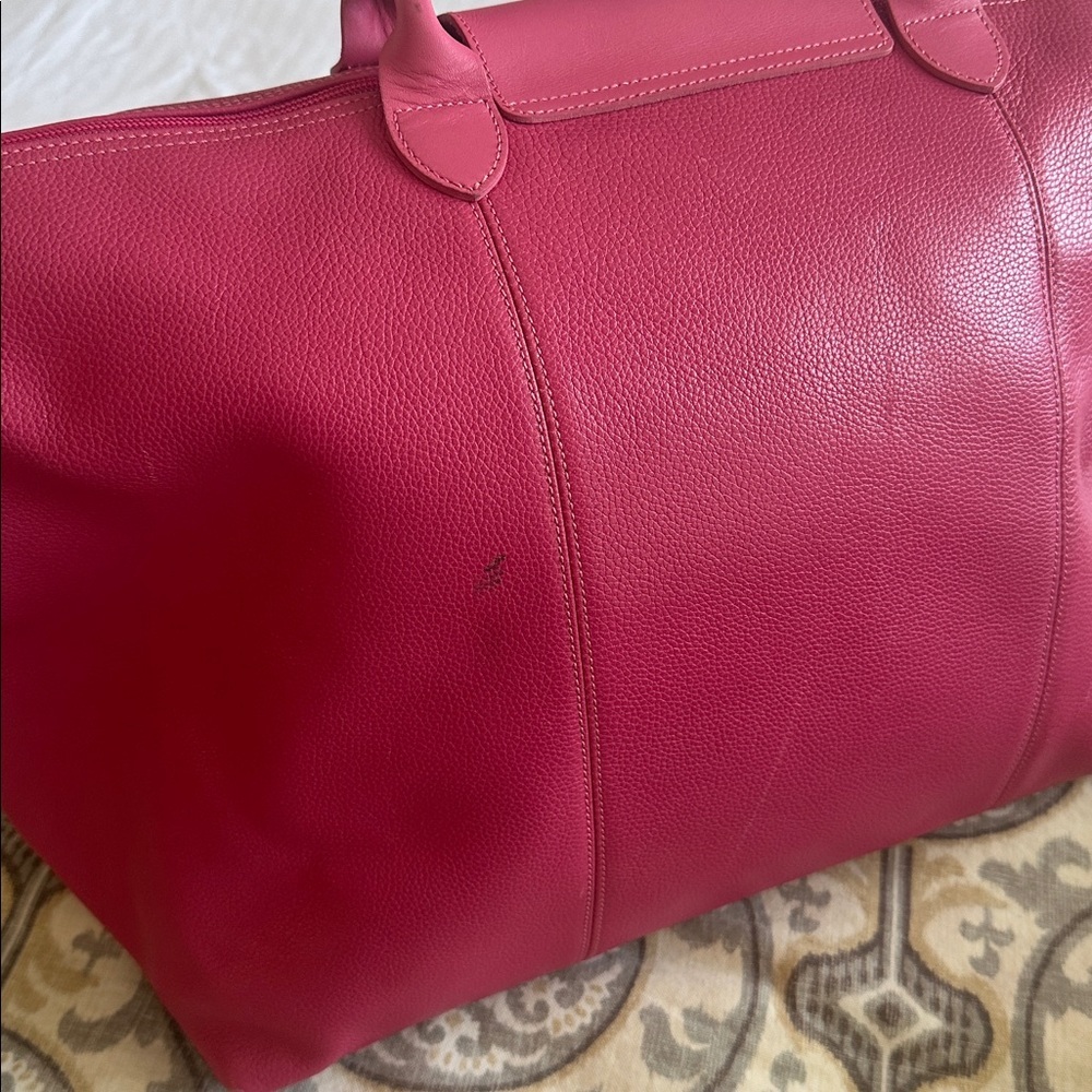 French-Girl Weekender  Longchamp LE Pliage Barbie Pink Leather Bag & Strap - Picture 10 of 11